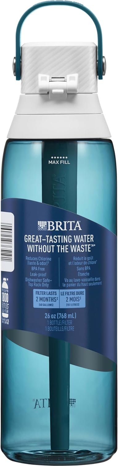 Brita Premium Leak Proof Filtered Water Bottle, Sea Glass, 26 oz